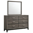 Furniture City Houma - Coaster - Watson 6-drawer Dresser with Mirror Grey Oak - 212423M