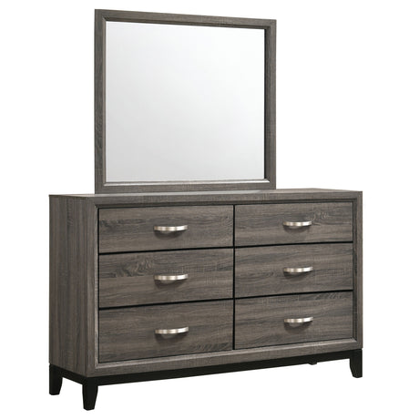 Furniture City Houma - Coaster - Watson 6-drawer Dresser with Mirror Grey Oak - 212423M
