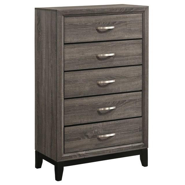 Furniture City Houma - Coaster - Watson 5-drawer Bedroom Chest Grey Oak - 212425