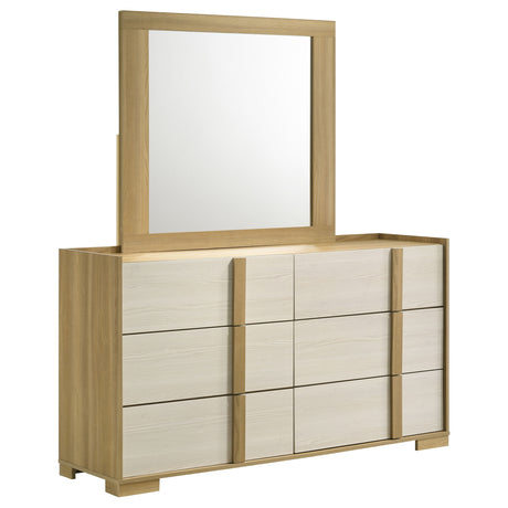 Furniture City Houma - Coaster - Hyland 6-drawer Dresser with Mirror Natural - 215653M
