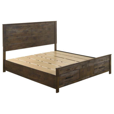 Furniture City Houma - Coaster - Woodmont Eastern King Storage Bed Rustic Golden Brown - 222631KE