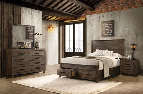 Furniture City Houma - Coaster - Woodmont 4-piece Queen Bedroom Set Rustic Golden Brown - 222631Q-S4
