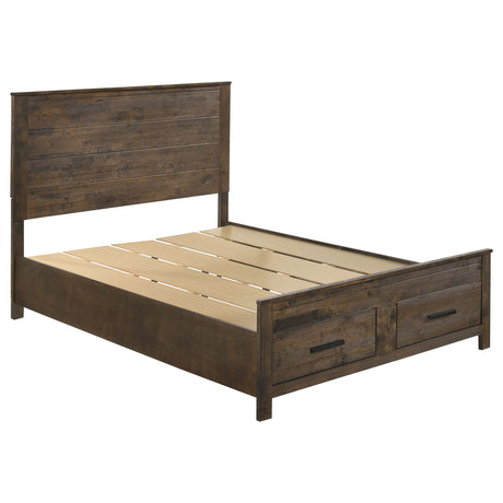 Furniture City Houma - Coaster - Woodmont Wood Queen Storage Panel Bed Rustic Golden Brown - 222631Q