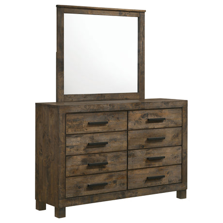Furniture City Houma - Coaster - Woodmont 8-drawer Dresser with Mirror Rustic Golden Brown - 222633M