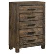 Furniture City Houma - Coaster - Woodmont 5-drawer Bedroom Chest Rustic Golden Brown - 222635