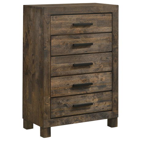 Furniture City Houma - Coaster - Woodmont 5-drawer Bedroom Chest Rustic Golden Brown - 222635