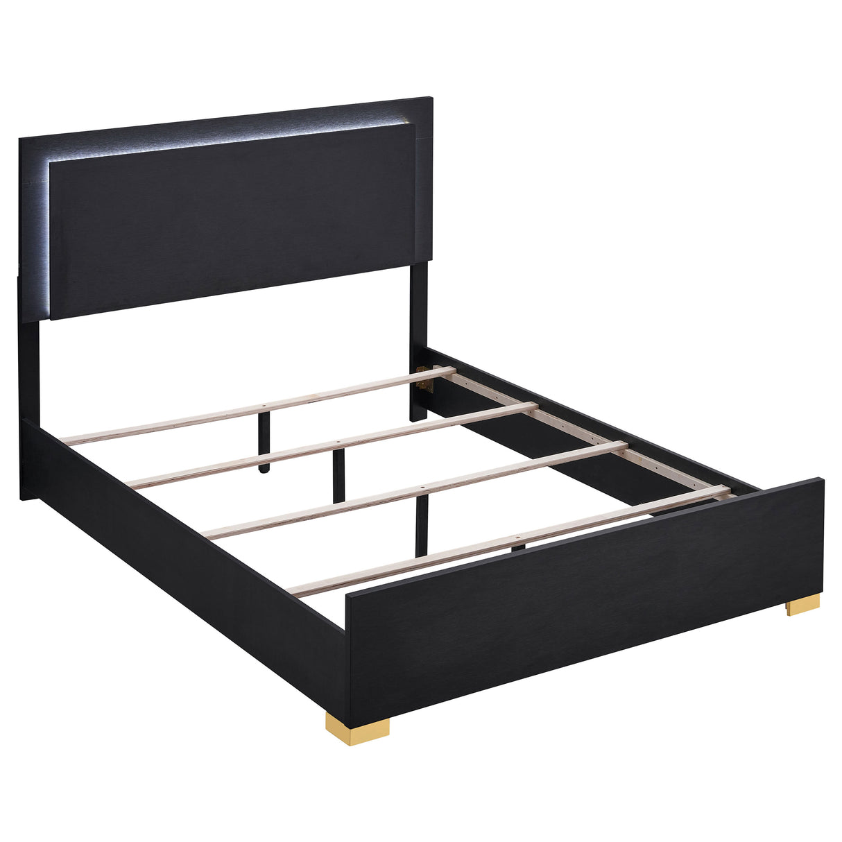 Furniture City Houma - Coaster - Marceline Wood Full LED Panel Bed Black - 222831F