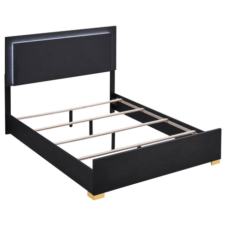 Furniture City Houma - Coaster - Marceline Wood Full LED Panel Bed Black - 222831F