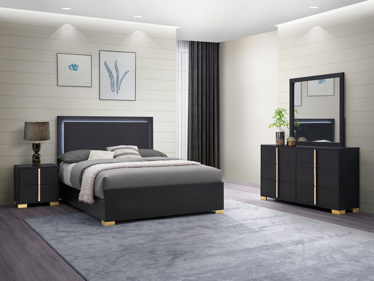 Furniture City Houma - Coaster - Marceline 4-piece Eastern King Bedroom Set Black - 222831KE-S4