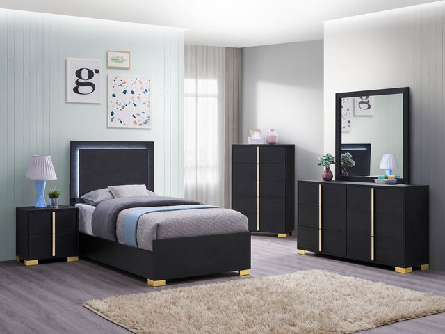 Furniture City Houma - Coaster - Marceline 5-piece Twin Bedroom Set Black - 222831T-S5