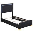 Furniture City Houma - Coaster - Marceline Wood Twin LED Panel Bed Black - 222831T