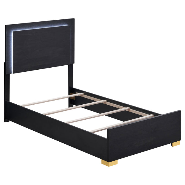Furniture City Houma - Coaster - Marceline Wood Twin LED Panel Bed Black - 222831T