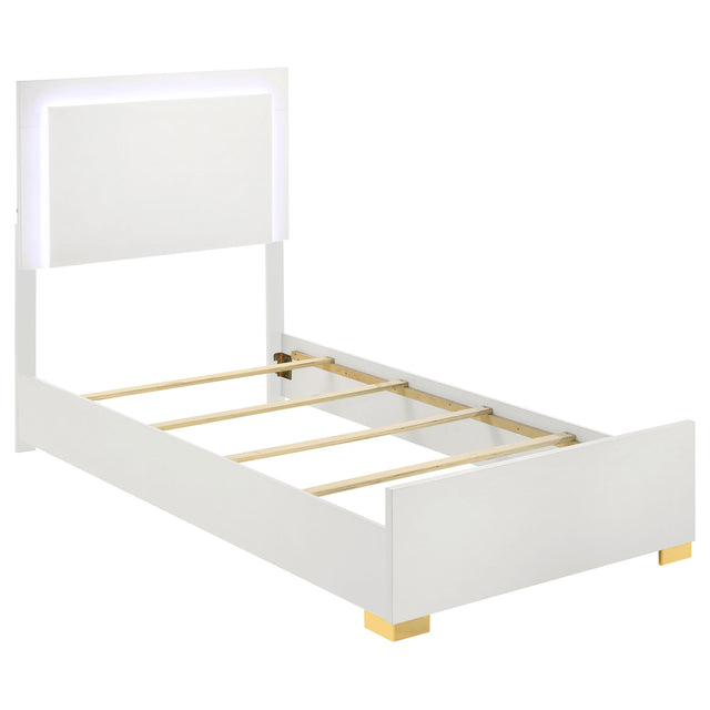 Furniture City Houma - Coaster - Marceline Wood Twin LED Panel Bed White - 222931T