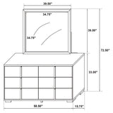 Marceline 6-drawer Dresser with Mirror White