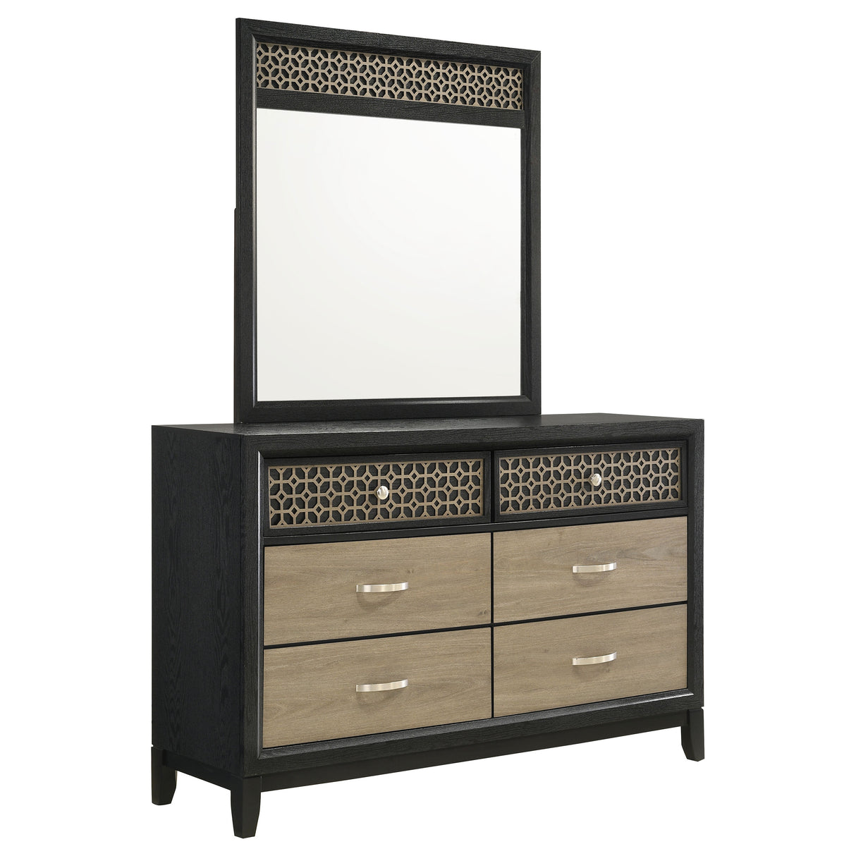 Furniture City Houma - Coaster - Valencia 6-drawer Dresser with Mirror Black - 223043M