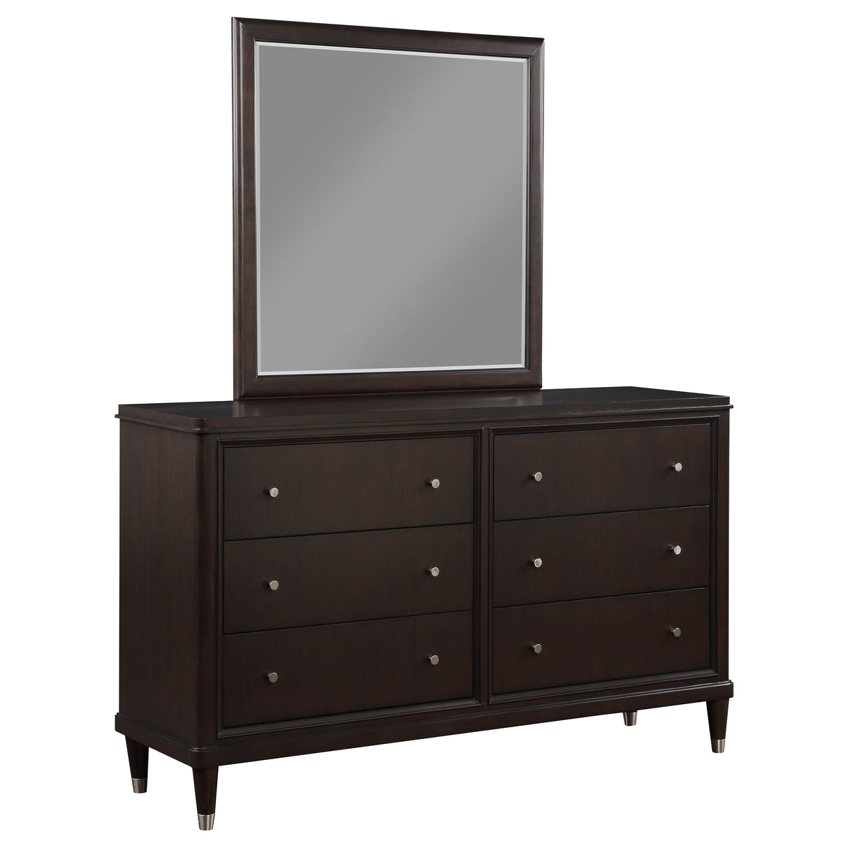 Furniture City Houma - Coaster - Emberlyn 6-drawer Dresser with Mirror Brown - 223063M
