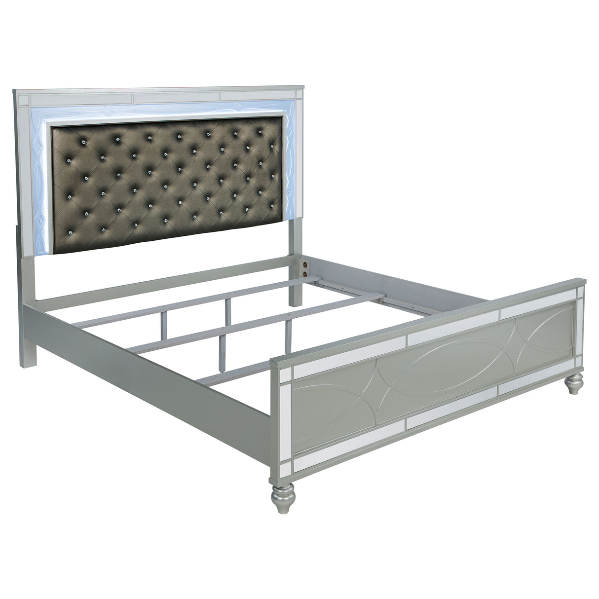Furniture City Houma - Coaster - Gunnison Wood Eastern King LED Panel Bed Silver Metallic - 223211KE