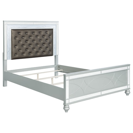 Furniture City Houma - Coaster - Gunnison Wood Queen LED Panel Bed Silver Metallic - 223211Q
