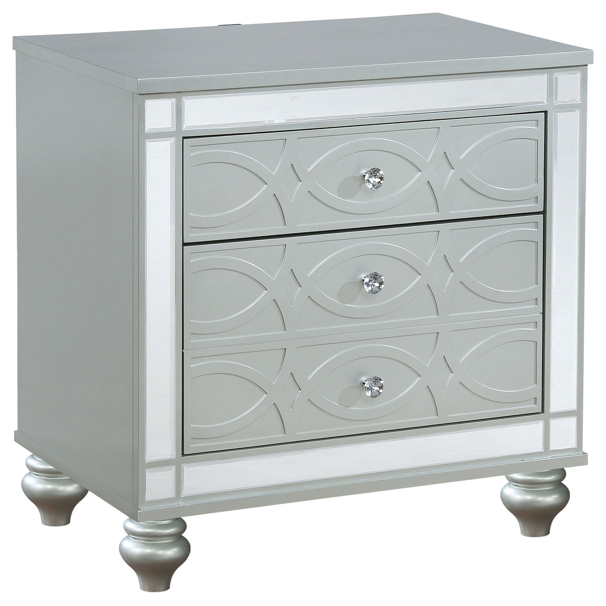 Furniture City Houma - Coaster - Gunnison 2-drawer Nightstand Silver Metallic - 223212