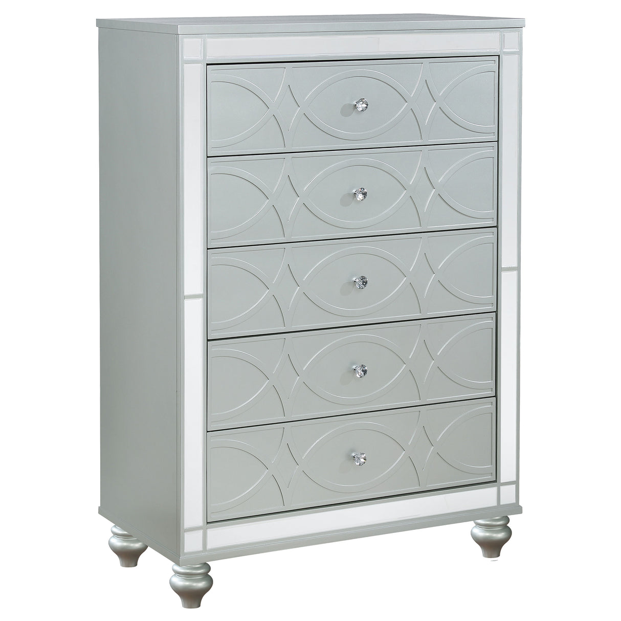 Furniture City Houma - Coaster - Gunnison 5-drawer Bedroom Chest Silver Metallic - 223215