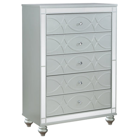 Furniture City Houma - Coaster - Gunnison 5-drawer Bedroom Chest Silver Metallic - 223215