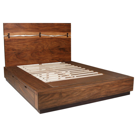 Furniture City Houma - Coaster - Winslow Wood Queen Storage Panel Bed Smokey Walnut - 223250SQ