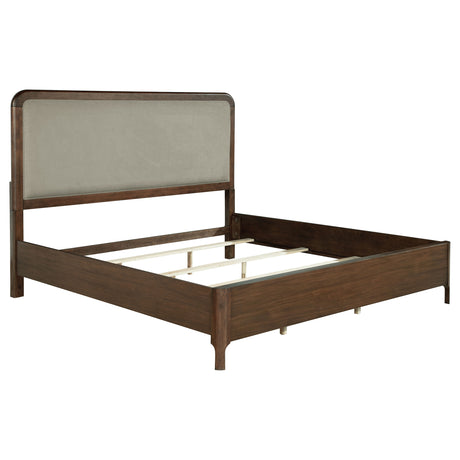 Furniture City Houma - Coaster - Maderia 57-inch Upholstered Eastern King Panel Bed Walnut - 223321KE