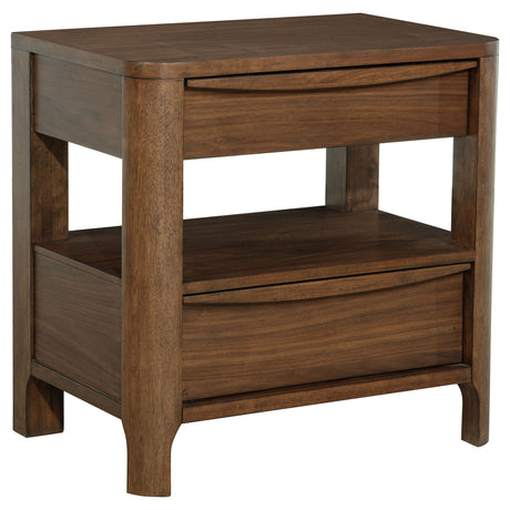 Furniture City Houma - Coaster - Maderia 2-drawer Nightstand Bedside Table Walnut - 223322
