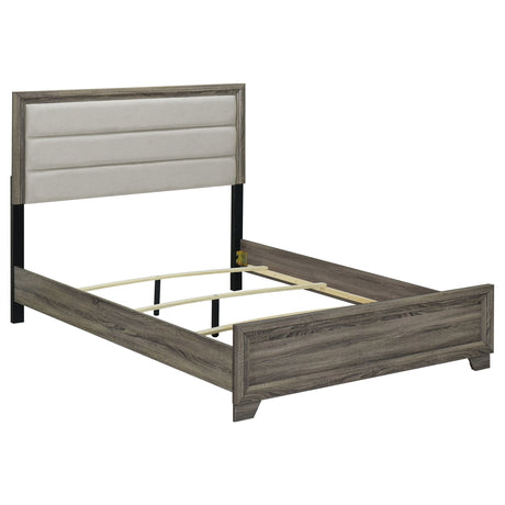 Furniture City Houma - Coaster - Wright 52-inch Upholstered Queen Bed Brown Oak - 223341Q