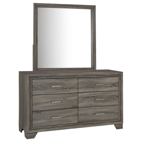 Furniture City Houma - Coaster - Wright 6-drawer Dresser and Mirror Brown Oak - 223343M