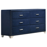 Furniture City Houma - Coaster - Melody 6-drawer Upholstered Dresser Pacific Blue - 223373
