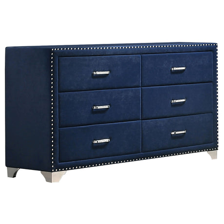 Furniture City Houma - Coaster - Melody 6-drawer Upholstered Dresser Pacific Blue - 223373