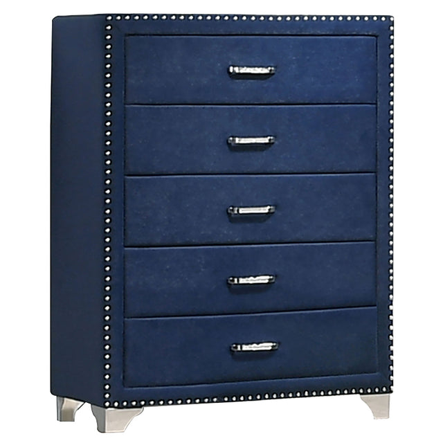 Furniture City Houma - Coaster - Melody 5-drawer Bedroom Chest Pacific Blue - 223375