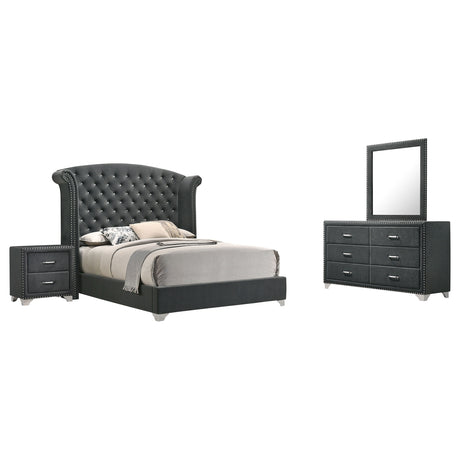 Furniture City Houma - Coaster - Melody 4-piece Eastern King Bedroom Set Grey - 223381KE-S4