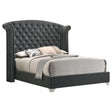 Furniture City Houma - Coaster - Melody Upholstered Eastern King Wingback Bed Grey - 223381KE