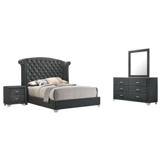 Furniture City Houma - Coaster - Melody 4-piece California King Bedroom Set Grey - 223381KW-S4