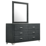 Furniture City Houma - Coaster - Melody 6-drawer Upholstered Dresser with Mirror Grey - 223383M