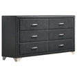 Furniture City Houma - Coaster - Melody 6-drawer Upholstered Dresser Grey - 223383