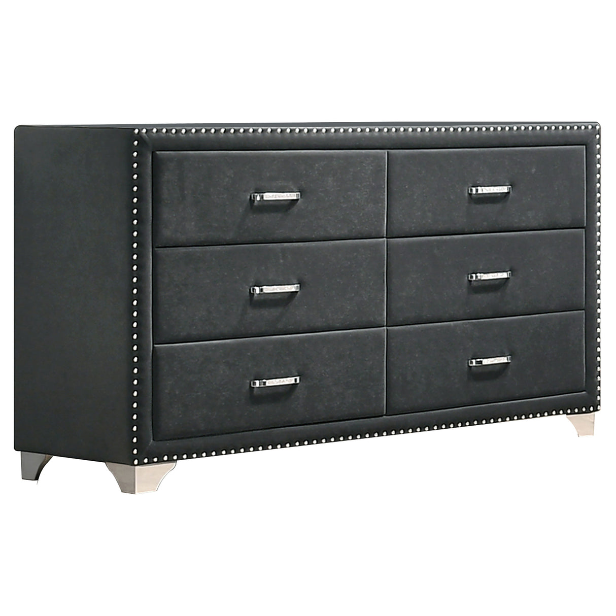 Furniture City Houma - Coaster - Melody 6-drawer Upholstered Dresser Grey - 223383
