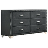Furniture City Houma - Coaster - Melody 6-drawer Upholstered Dresser Grey - 223383