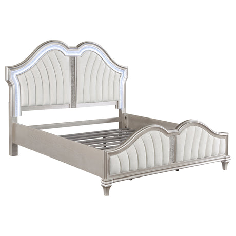 Furniture City Houma - Coaster - Evangeline Wood Eastern King LED Panel Bed Silver Oak - 223391KE