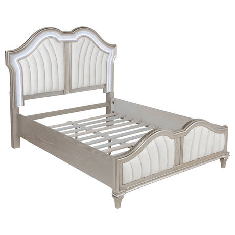 Furniture City Houma - Coaster - Evangeline Wood Queen LED Panel Bed Silver Oak - 223391Q