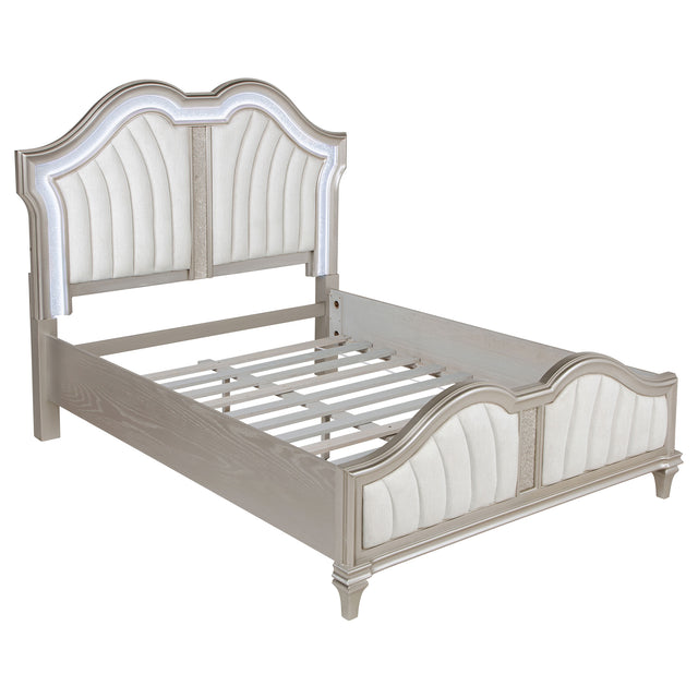 Furniture City Houma - Coaster - Evangeline Wood Queen LED Panel Bed Silver Oak - 223391Q
