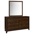 Furniture City Houma - Coaster - Welsley 6-drawer Dresser and Mirror Walnut - 223443M
