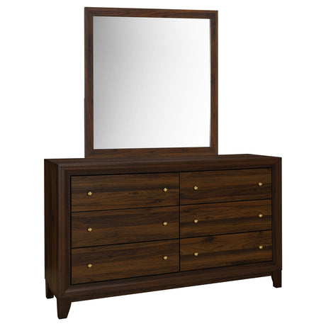 Furniture City Houma - Coaster - Welsley 6-drawer Dresser and Mirror Walnut - 223443M