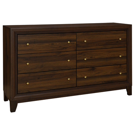 Furniture City Houma - Coaster - Welsley 6-drawer Dresser Cabinet Walnut - 223443
