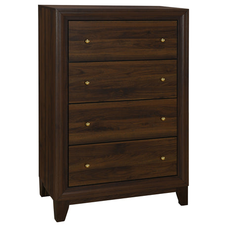 Furniture City Houma - Coaster - Welsley 4-drawer Chest of Drawers Walnut - 223445