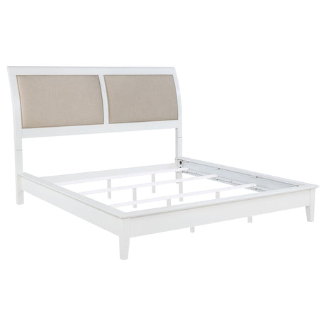Furniture City Houma - Coaster - Bexhill 56-inch Upholstered Eastern King Panel Bed White - 223471KE