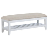 Furniture City Houma - Coaster - Bexhill Upholstered Rectangular Bench with Shelf White - 223476