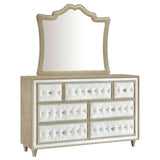 Furniture City Houma - Coaster - Antonella 7-drawer Upholstered Dresser with Mirror Ivory - 223523M